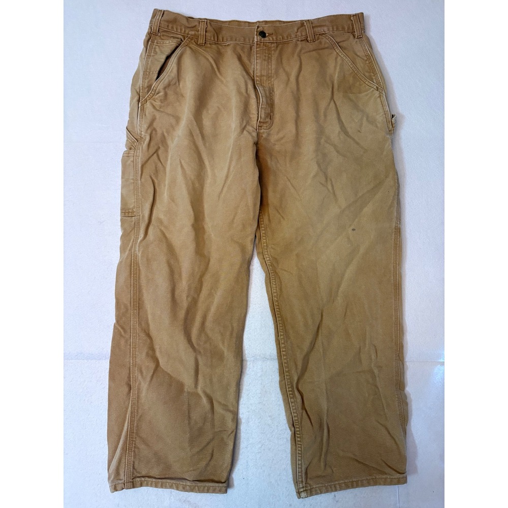 Carhartt B11-BRN Washed Duck Work Dungaree Pants Brown 40x30 Loose Fit Canvas